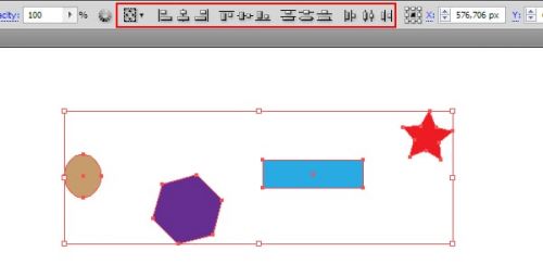 تا زمانی که چندین شی انتخاب شده باشد، گزینه های تراز یکسانی در کنترل پنل موجود است.